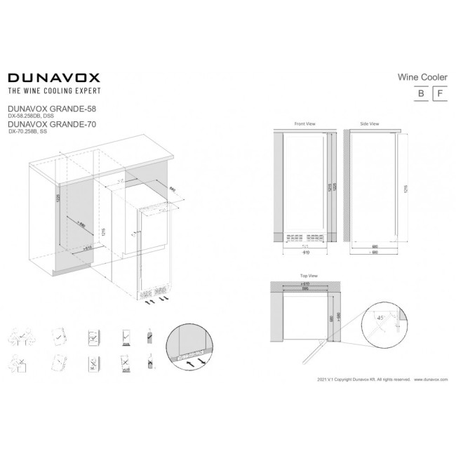 Встраиваемый винный шкаф Dunavox DX-70.258B
