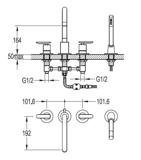 Смеситель на борт ванны Cezares (SIESTA-F-BVD4-01) Смеситель на борт ванны Cezares (SIESTA-F-BVD4-01)