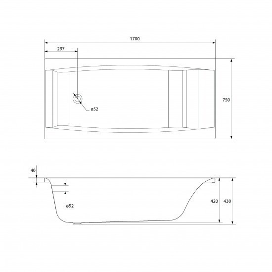 Акриловая ванна Cersanit VIRGO 170x75 (WP-VIRGO*170-W) белый