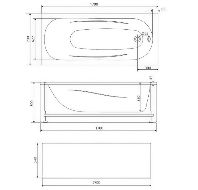 Панель фронтальная AM.PM Willow WILL-170-070W-P