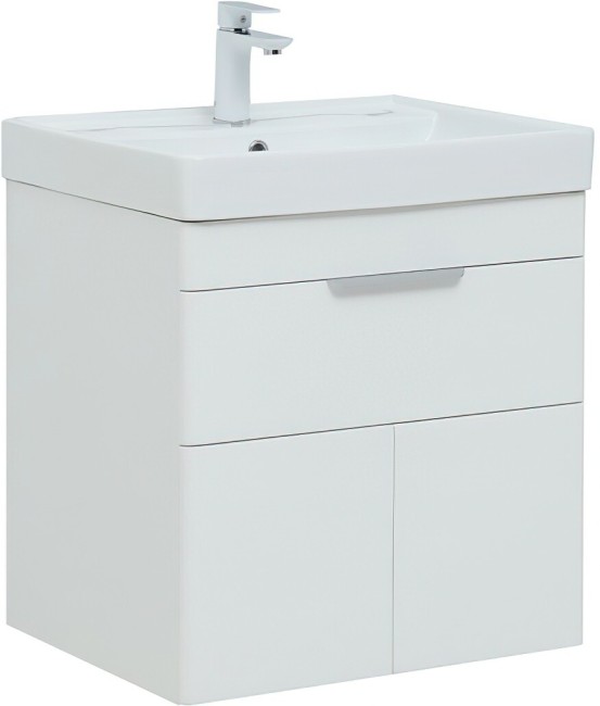 Тумба с раковиной Aquanet Ирис new 60 подвесная белый глянец (312424)