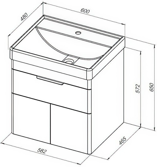 Тумба с раковиной Aquanet Ирис new 60 подвесная белый глянец (312424)