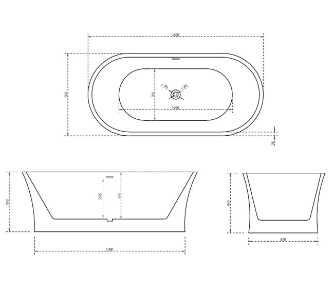 Акриловая ванна Abber AB9201-1.6 Акриловая ванна Abber AB9201-1.6