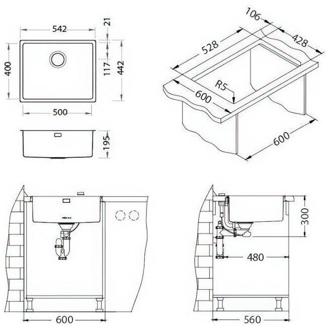 Кухонная мойка Alveus KOMBINO 50 MONARCH ANTRACITE SAT-90 (1121284)
