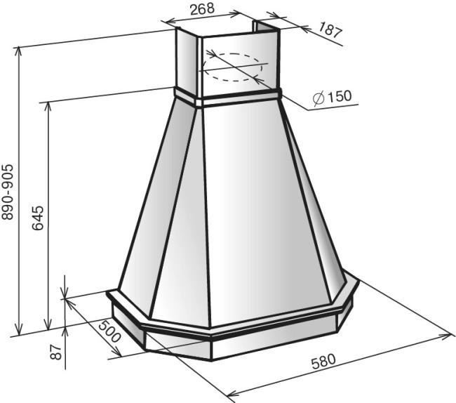 Каминная вытяжка Elikor Камин Грань 60 белый/дуб неокрашенный