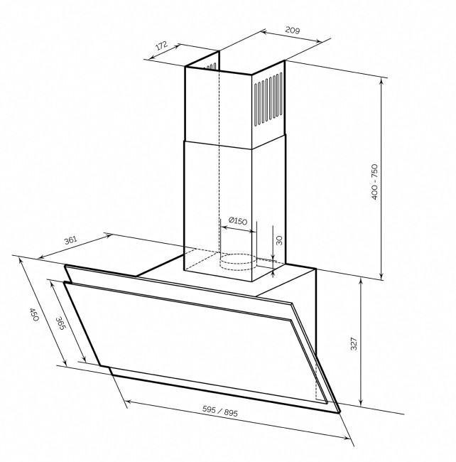 Каминная вытяжка Lex Furia 600 Ivory Каминная вытяжка Lex Furia 600 Ivory