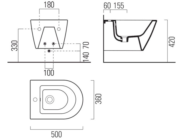 Биде подвесное GSI KUBE X (9464111) белый глянцевый