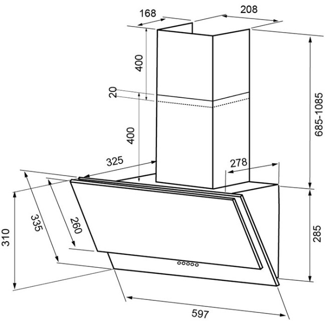Каминная вытяжка Kronasteel Olly PB 600 white Каминная вытяжка Kronasteel Olly PB 600 white