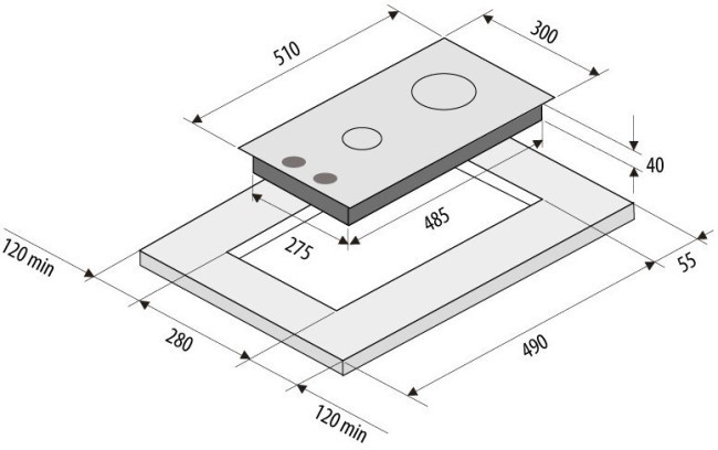 Встраиваемая газовая варочная панель Fornelli PGA 30 Quadro BL Встраиваемая газовая варочная панель Fornelli PGA 30 Quadro BL
