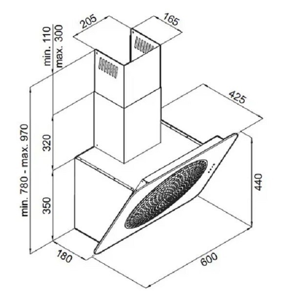 Встраиваемая вытяжка Maunfeld Buckingham 60 черное стекло