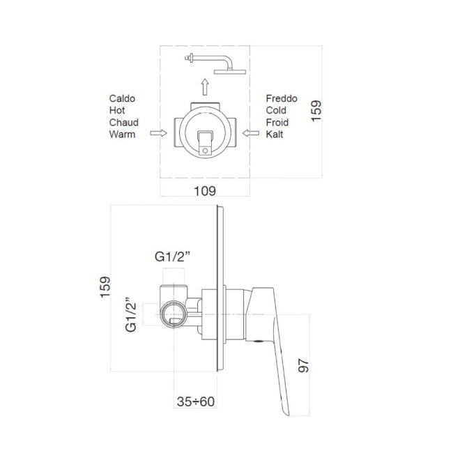 Встраиваемый смеситель для душа Webert Sax Evolution SE880101015 Встраиваемый смеситель для душа Webert Sax Evolution SE880101015