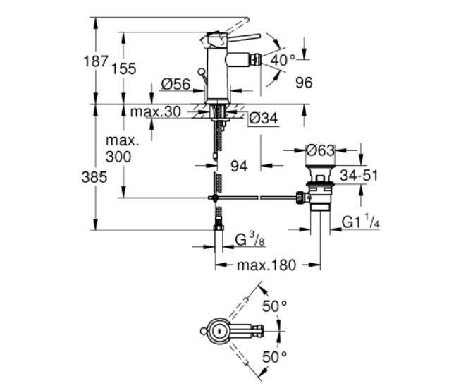 Смеситель для биде Grohe Start Classic 23785000 Смеситель для биде Grohe Start Classic 23785000