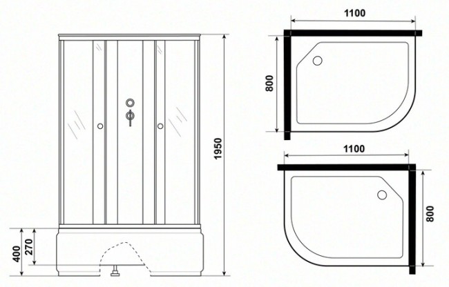 Душевая кабина Niagara Promo P110/80/40R/MT/BK