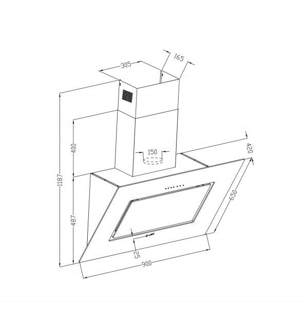 Каминная вытяжка Lex Leila 900 White