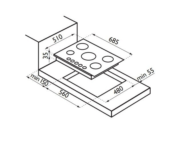 Встраиваемая газовая варочная панель Ardesia HBF 70V5 GT O Встраиваемая газовая варочная панель Ardesia HBF 70V5 GT O
