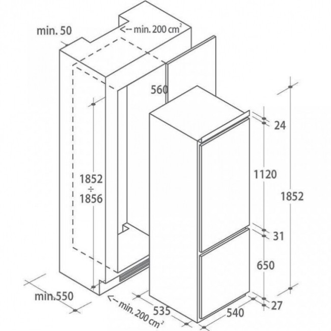 Встраиваемый холодильник Candy CKBC 3350 E/1