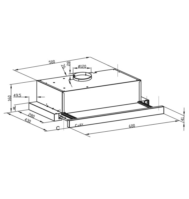 Встраиваемая вытяжка Lex Hogan 600 Inox Встраиваемая вытяжка Lex Hogan 600 Inox