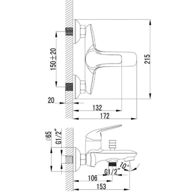 Смеситель для ванны Lemark Plus Advance LM1202C Смеситель для ванны Lemark Plus Advance LM1202C