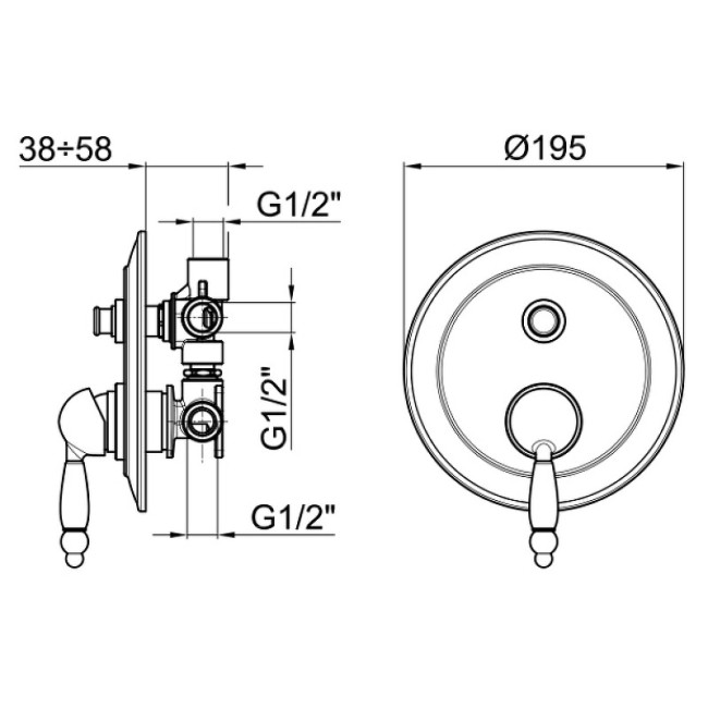 Встраиваемый смеситель для душа Webert Dorian DO860101065 Встраиваемый смеситель для душа Webert Dorian DO860101065