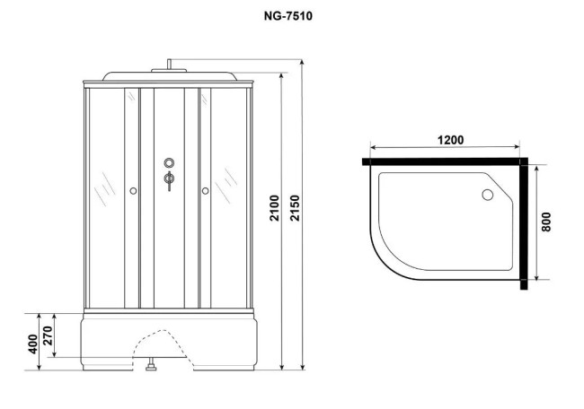 Душевая кабина Niagara Eco E120/80/40R/TN