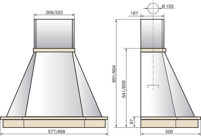 Каминная вытяжка Elikor Камин Грань 90 бежевый/дуб