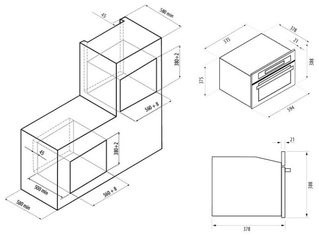 Встраиваемая микроволновая печь Fornelli MGA 60 Riflesso WH