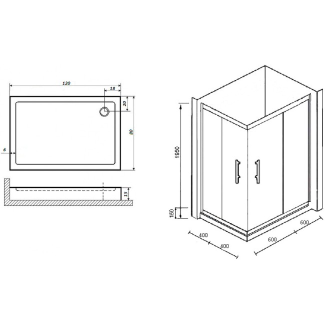 Душевой уголок Parly ZQ121G Душевой уголок Parly ZQ121G