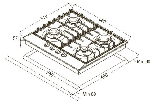 Встраиваемая газовая варочная панель Schaub Lorenz SLK GW 6220