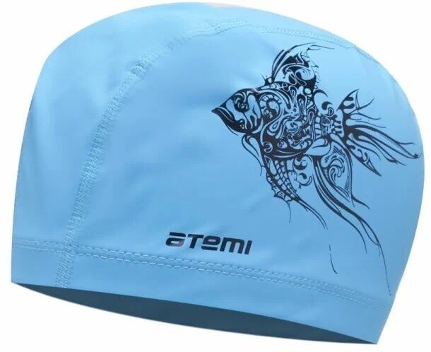 Шапочка для плавания Atemi PU302 голубой принт Шапочка для плавания Atemi PU302 голубой принт