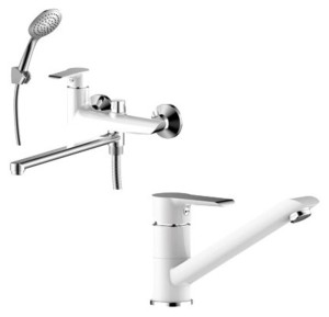 Набор смесителей для ванной и кухни Rossinka Silvermix W W35-21 и W35-32 (W35Compl)