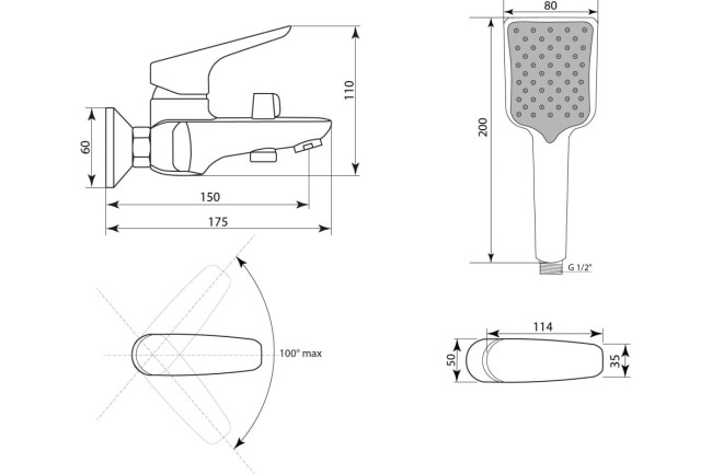 Смеситель для ванны Славен СЛ-ОД-Г3Ч Смеситель для ванны Славен СЛ-ОД-Г3Ч