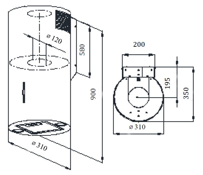 Каминная вытяжка Weissgauff Tubus 90 Black Edition Каминная вытяжка Weissgauff Tubus 90 Black Edition