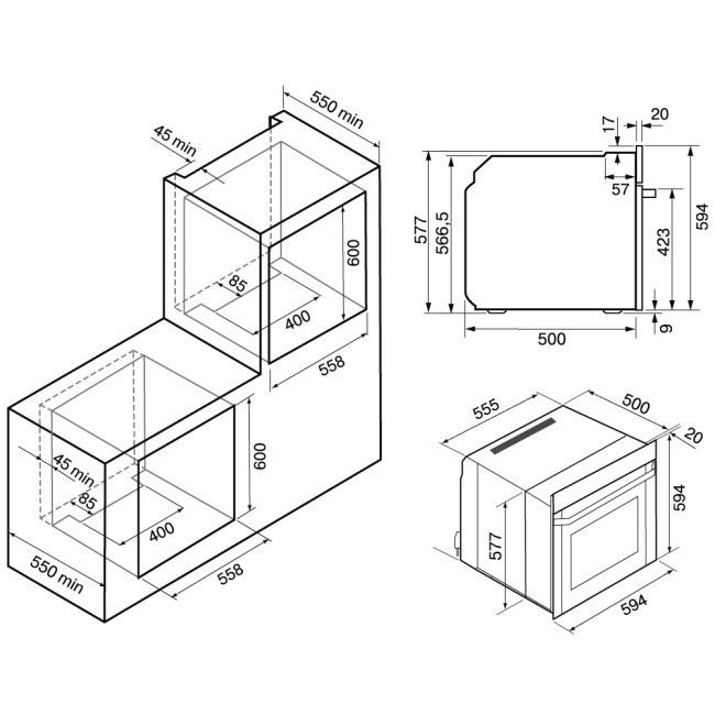 Встраиваемый электрический духовой шкаф Krona Essenza 60 BL G2 Встраиваемый электрический духовой шкаф Krona Essenza 60 BL G2