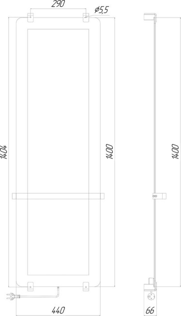 Полотенцесушитель электрический ALLEN BRAU 8.21004.GL Полотенцесушитель электрический ALLEN BRAU 8.21004.GL