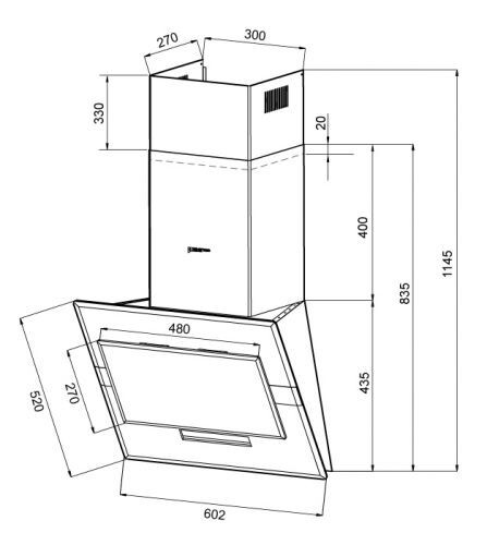Каминная вытяжка Shindo Esperia sensor 60 SS/BG 3ETC