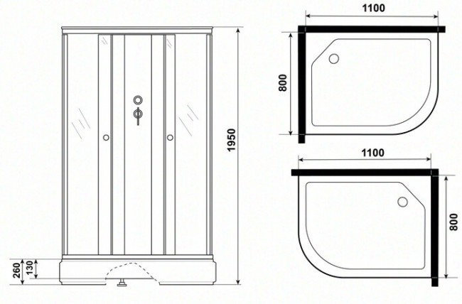 Душевая кабина Niagara Promo P110/80/26R/MT/BK