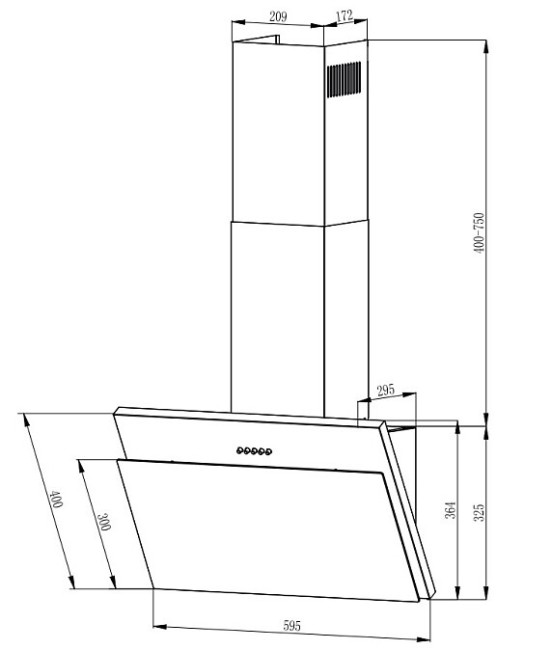 Каминная вытяжка EVELUX Tilda 60 BG