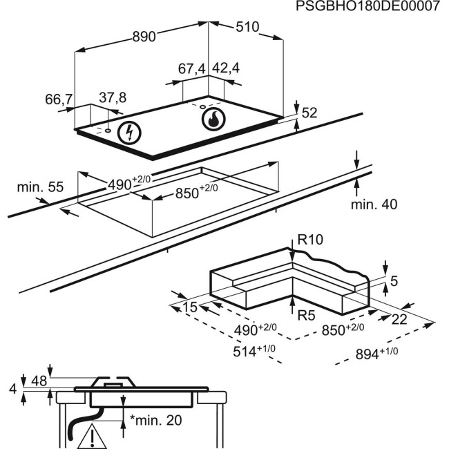 Встраиваемая газовая варочная панель Electrolux KGV9539IK