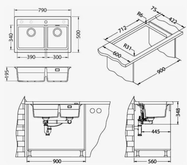 Кухонная мойка Alveus ATROX 50 TERRA-G22 песчаный (1131999)