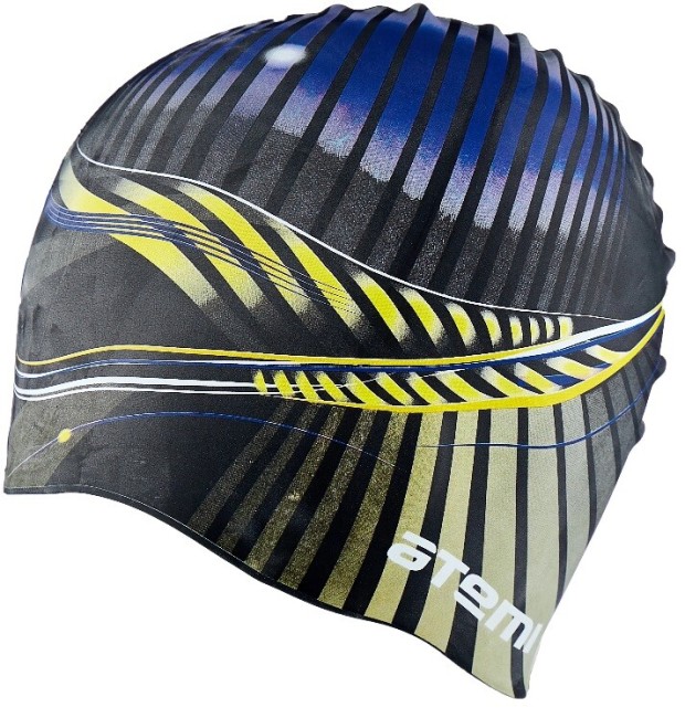 Шапочка для плавания Atemi PSC422 силикон, черная (графика)