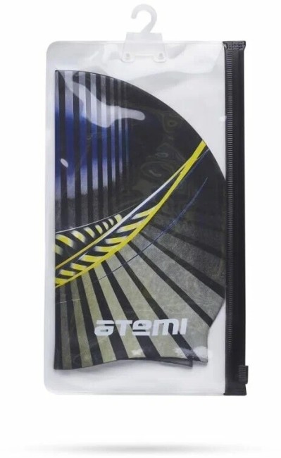 Шапочка для плавания Atemi PSC422 силикон, черная (графика)