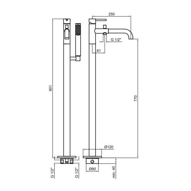 Напольный смеситель для ванны Webert Elio EL851101015 Напольный смеситель для ванны Webert Elio EL851101015