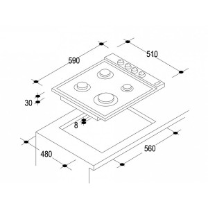 Встраиваемая газовая варочная панель Candy CLG 64 SPTF Встраиваемая газовая варочная панель Candy CLG 64 SPTF