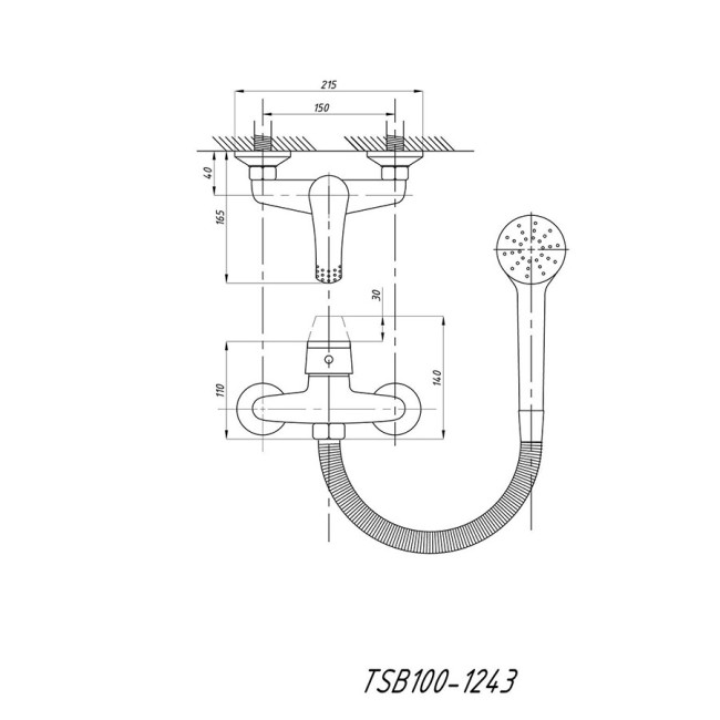 Смеситель для душевой кабины Tsarsberg TSB-100-1243 тип См-ДшОРНШлА