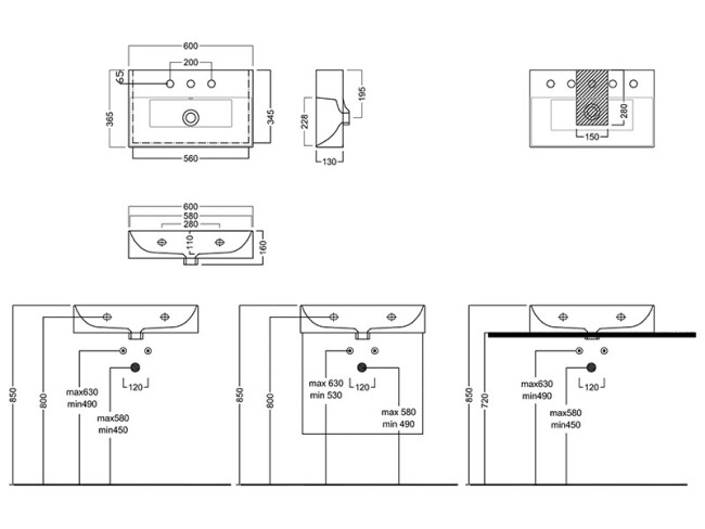 Раковина подвесная Hatria BAHIA (BH0600365011TS0) белый