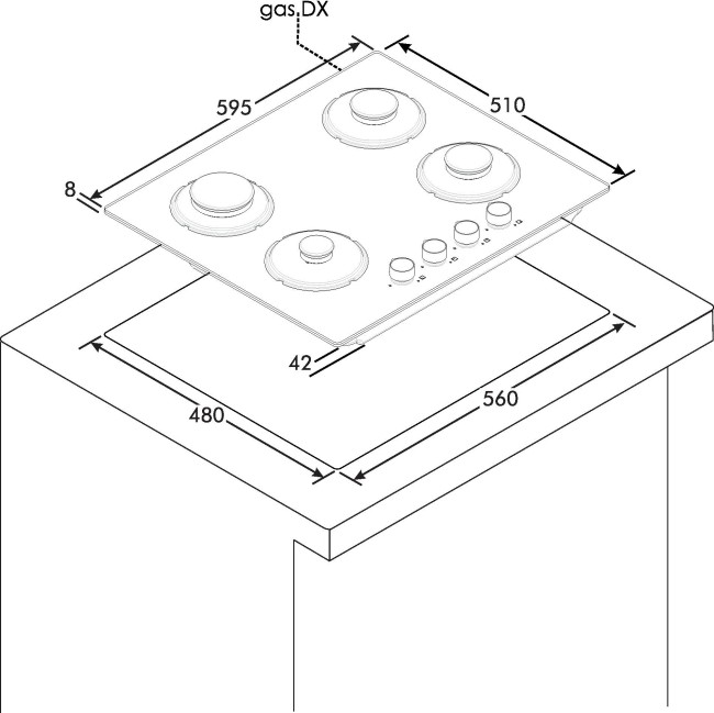 Встраиваемая газовая варочная панель Candy CVG6BR4WPB Встраиваемая газовая варочная панель Candy CVG6BR4WPB
