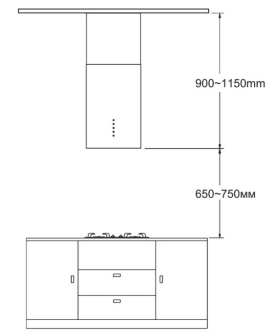 Островная вытяжка Meferi TUBE35IX ISLA Ultra