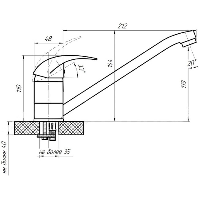 Смеситель для кухни Сантаком Stomega 3301-3 Смеситель для кухни Сантаком Stomega 3301-3