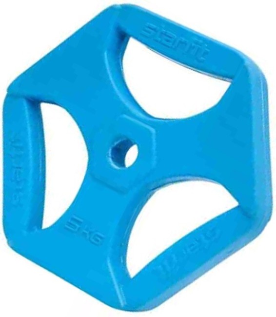 Диск обрезиненный Starfit BB-205 5 кг d=26 мм, синий с хватами