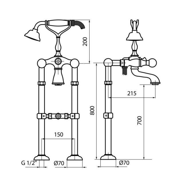 Напольный смеситель для ванны Webert Karenina KA720801065